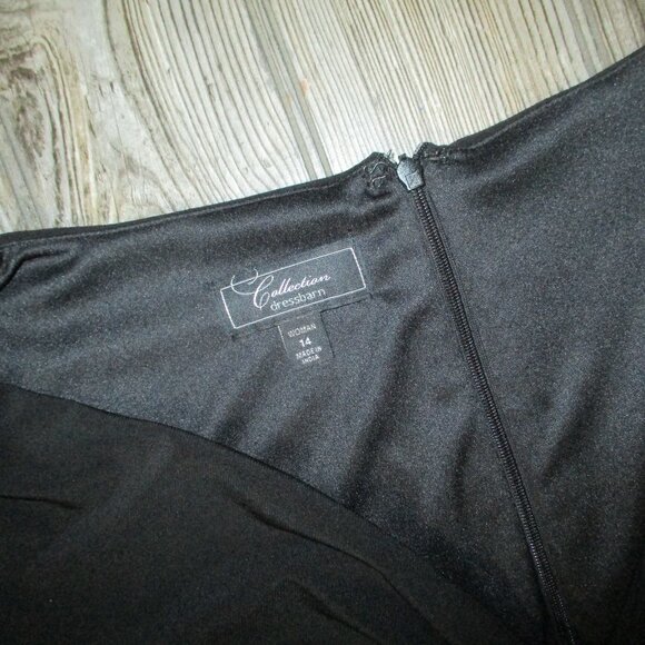 Collection Dressbarn Formal Dress Size 14 Black V Front Beads Back Zipper Party - Picture 4 of 14